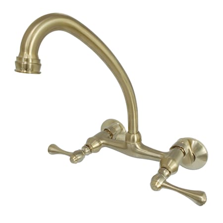 Kingston Brass KS314SB 6-Inch Adjustable Center Wall Mount Kitchen Faucet KS314SB